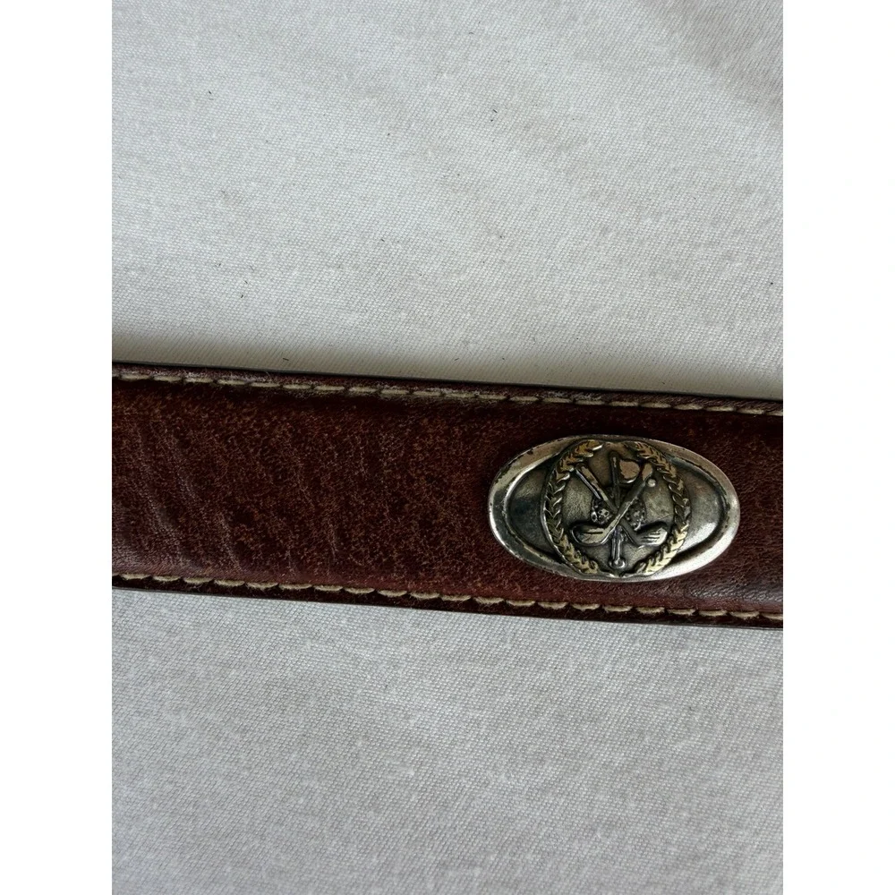 Vintage Italian Leather Belt Brown Metal Tip 1-1/4